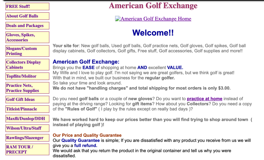 GolfballX also known as AGX website from 1999